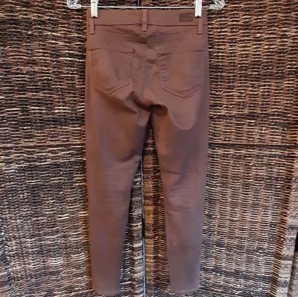 Paige Jeans Verdugo Ankle Coated Waxed Denim Skinny Brown Sienna Silk 24 USA - Picture 3 of 10